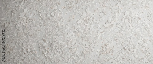Intricate white damask floral wallpaper, elegant design , floral, pattern