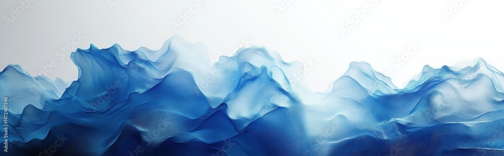 Fototapeta premium Abstract Blue Watercolor Mountain Range Painting