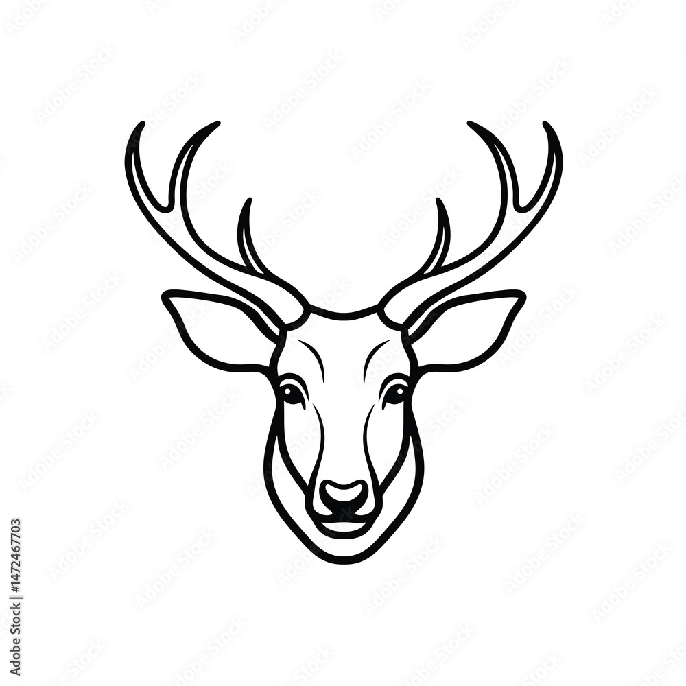 Elk Head Front View Outline Elk Head Front View Outline