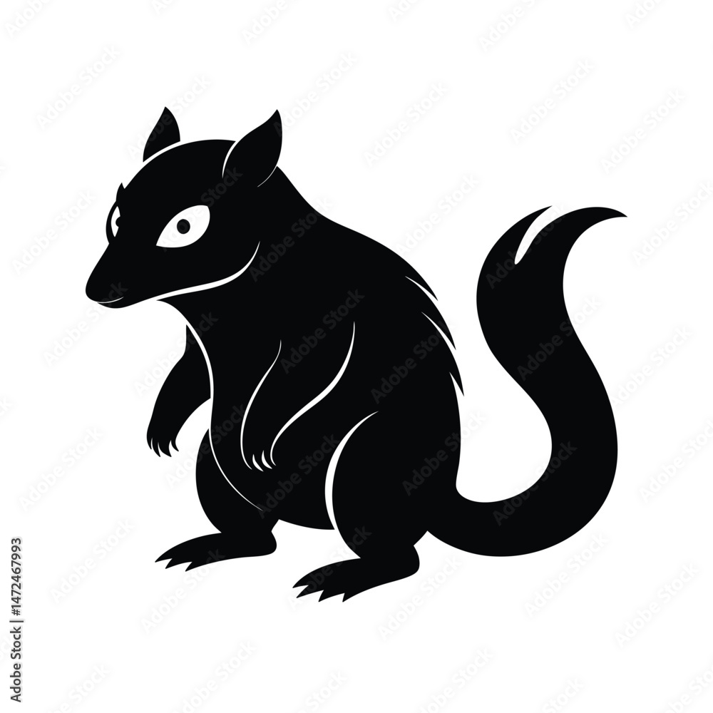 Obraz premium Zorilla African polecat skunk-like animal silhouette vector image on white background