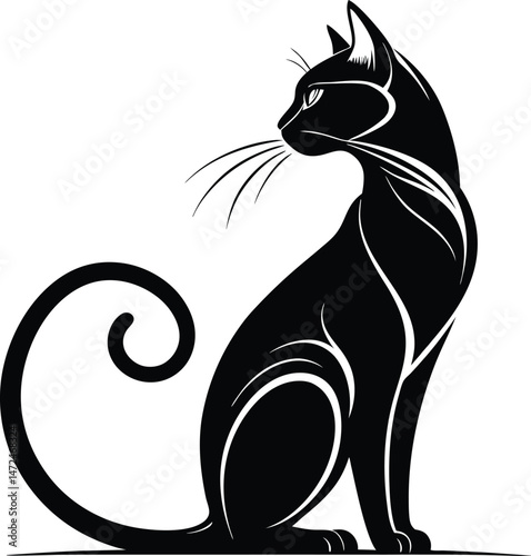 Elegant Black Cat Silhouette A Stylish Art Deco Design