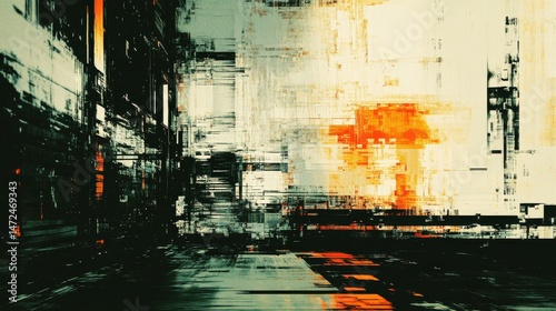 Abstract Digital Art with Bold Colors and Geometric Shapes Design