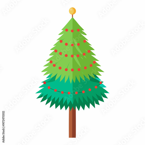 Minimal Tinsel Tree Vector on White