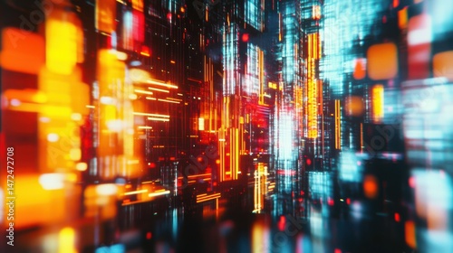 Vibrant Abstract Digital Background with Colorful Lights and Lines