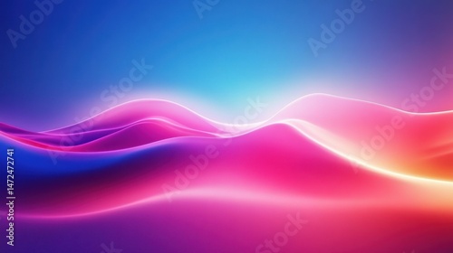 Vibrant Abstract Waves in Soft Pink and Blue Gradient Background