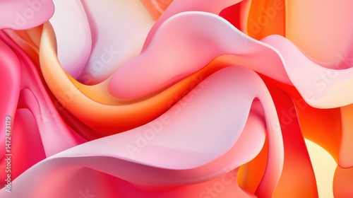 Abstract Waves of Soft Pink and Coral Colors Flowing Together
