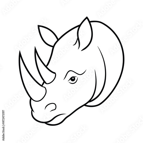 Rhino Head Outline Drawing
