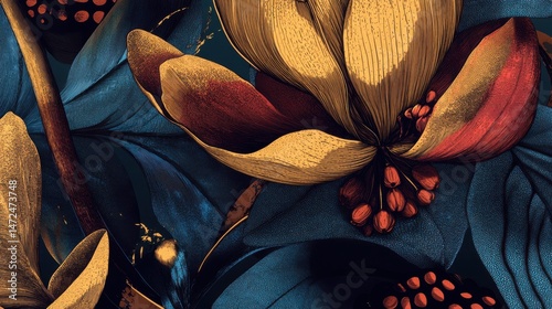 Vibrant Floral Design with Elegant Petals and Rich Color Palette