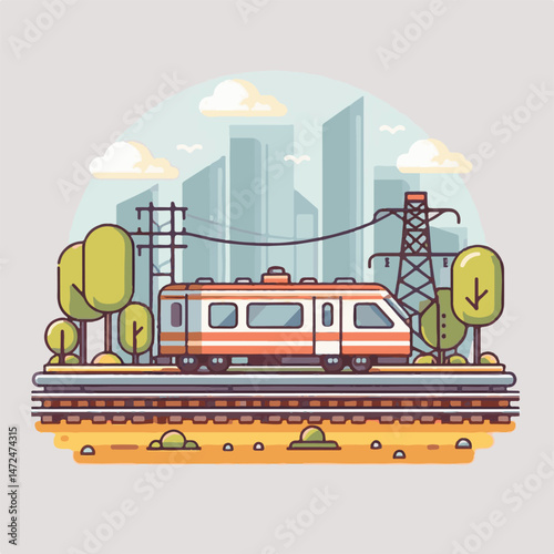 travel, train, transport, transportation, locomotive, railway, railroad, passenger, station, illustration, rail, journey, modern, speed, track, background, electric, vehicle, vector, public, line, sub