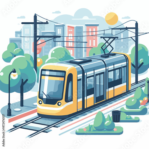 tram, transport, travel, railway, public, transportation, train, city, road, urban, tramway, illustration, electric, vehicle, rail, symbol, vector, tourism, traffic, graphic, street, car, town, street