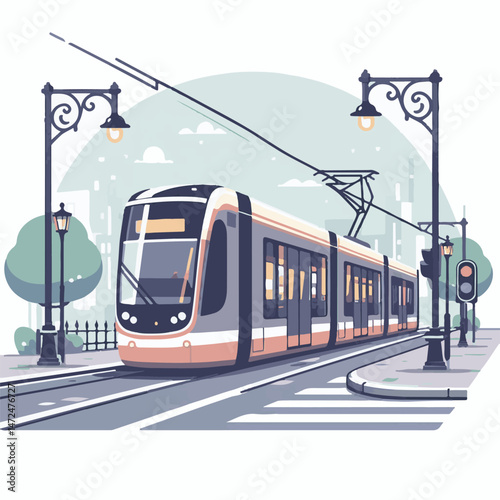 tram, transport, travel, railway, public, transportation, train, city, road, urban, tramway, illustration, electric, vehicle, rail, symbol, vector, tourism, traffic, graphic, street, car, town, street