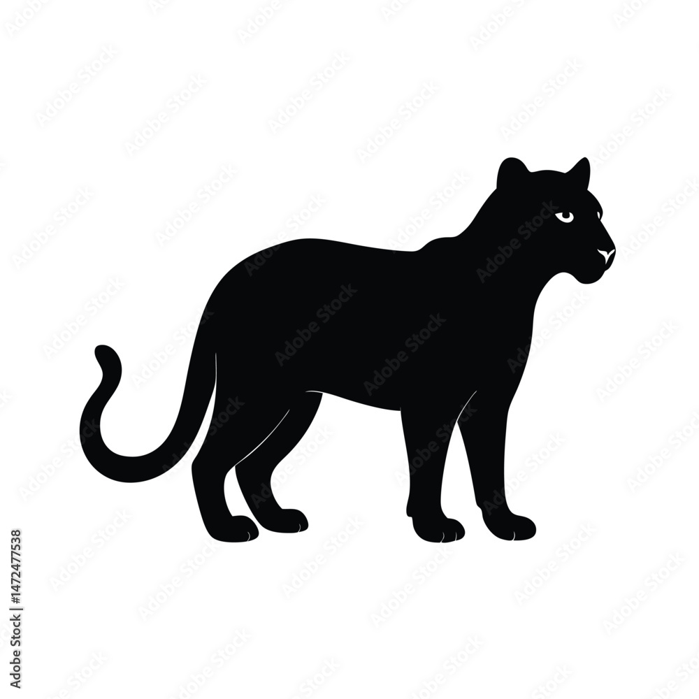 Obraz premium Jaguarundi sleek wild cat from the Americas silhouette vector image on white background