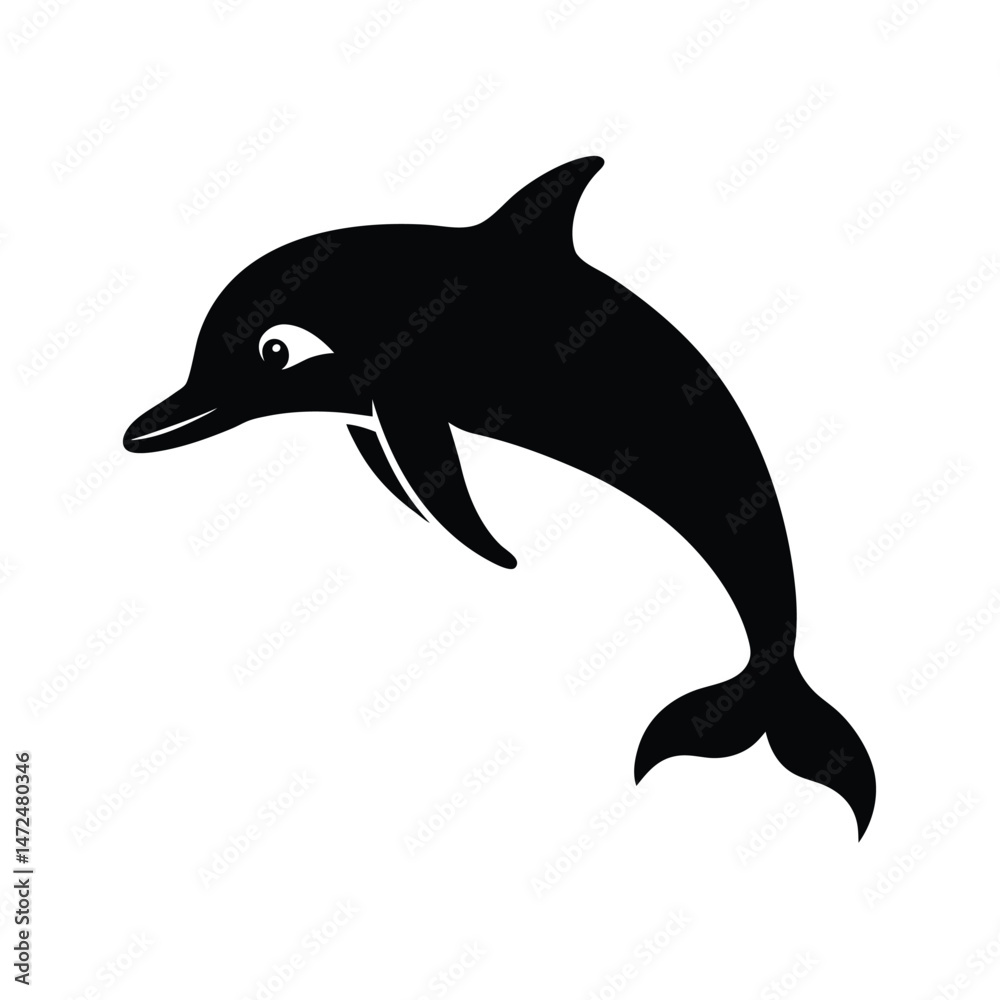 Dusky dolphin acrobatic marine species silhouette vector image on white background Dusky dolphin acrobatic marine species silhouette vector image on white background
