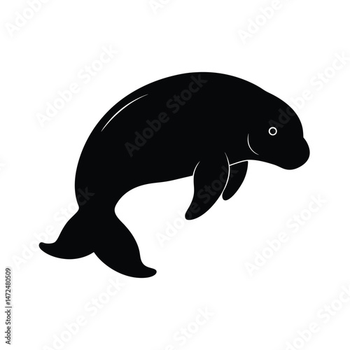 Dugong sea mammal duplicate version silhouette vector image on white background