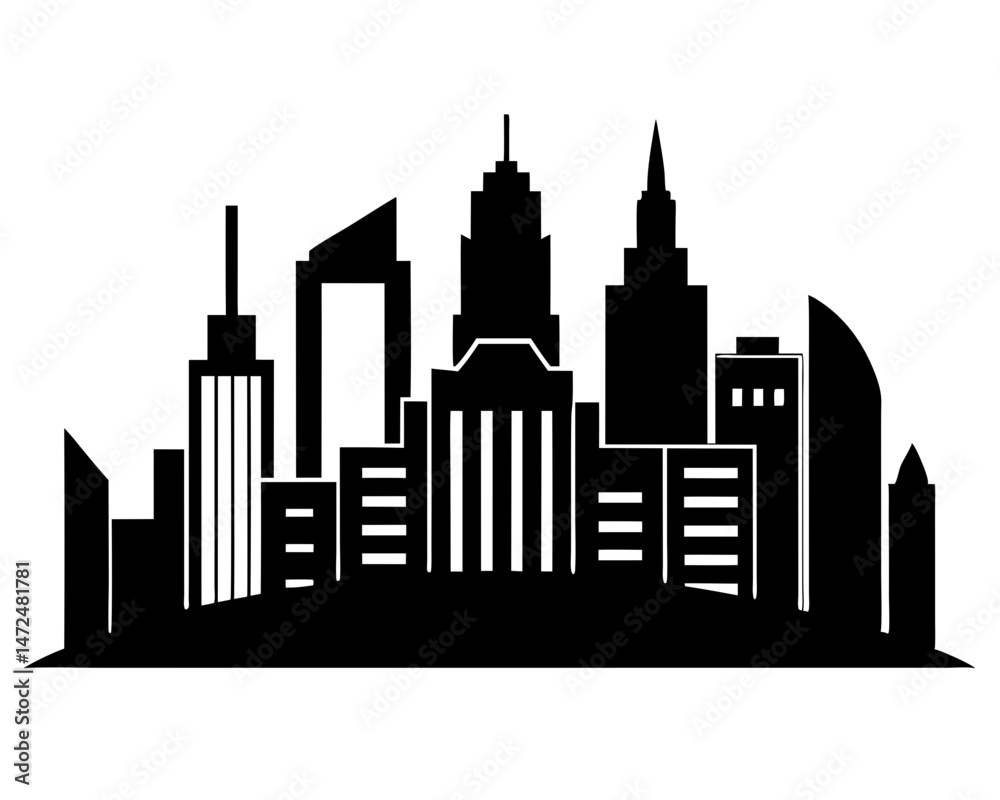 Fototapeta premium Vector city silhouette in a flat style. Modern urban landscape. vector illustration