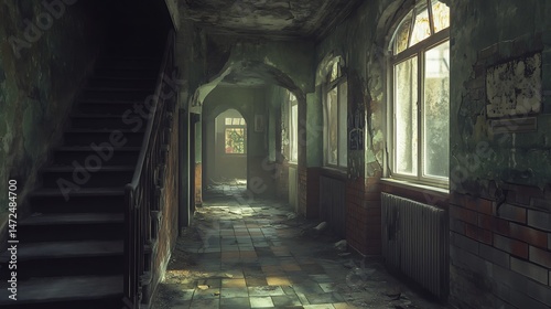 Abandoned hallway interior