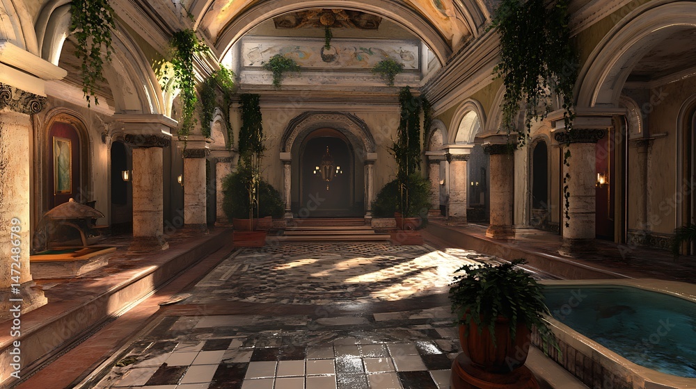 Obraz premium Ancient roman interior hallway