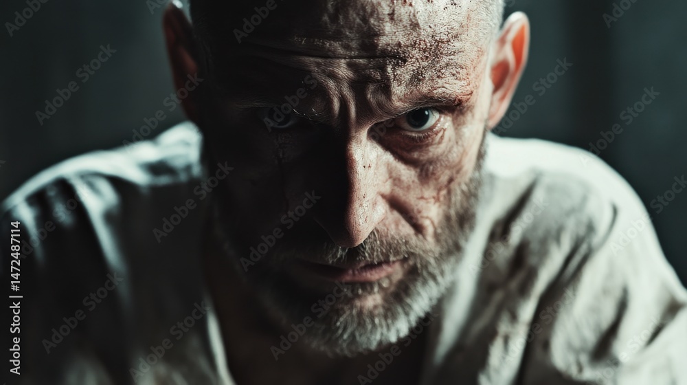 Close-up portrait of a serious, older man Close-up portrait of a serious, older man