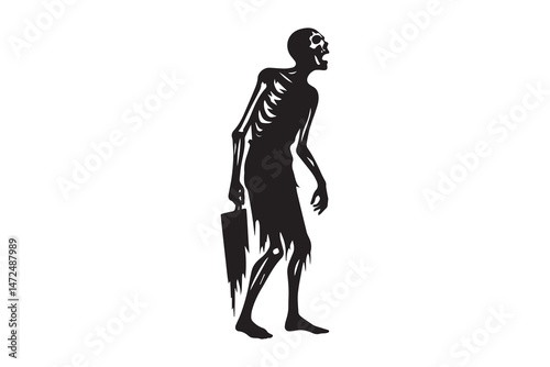 simple and unobtrusive Halloween Zombie vector silhouette illustration isolated in white background