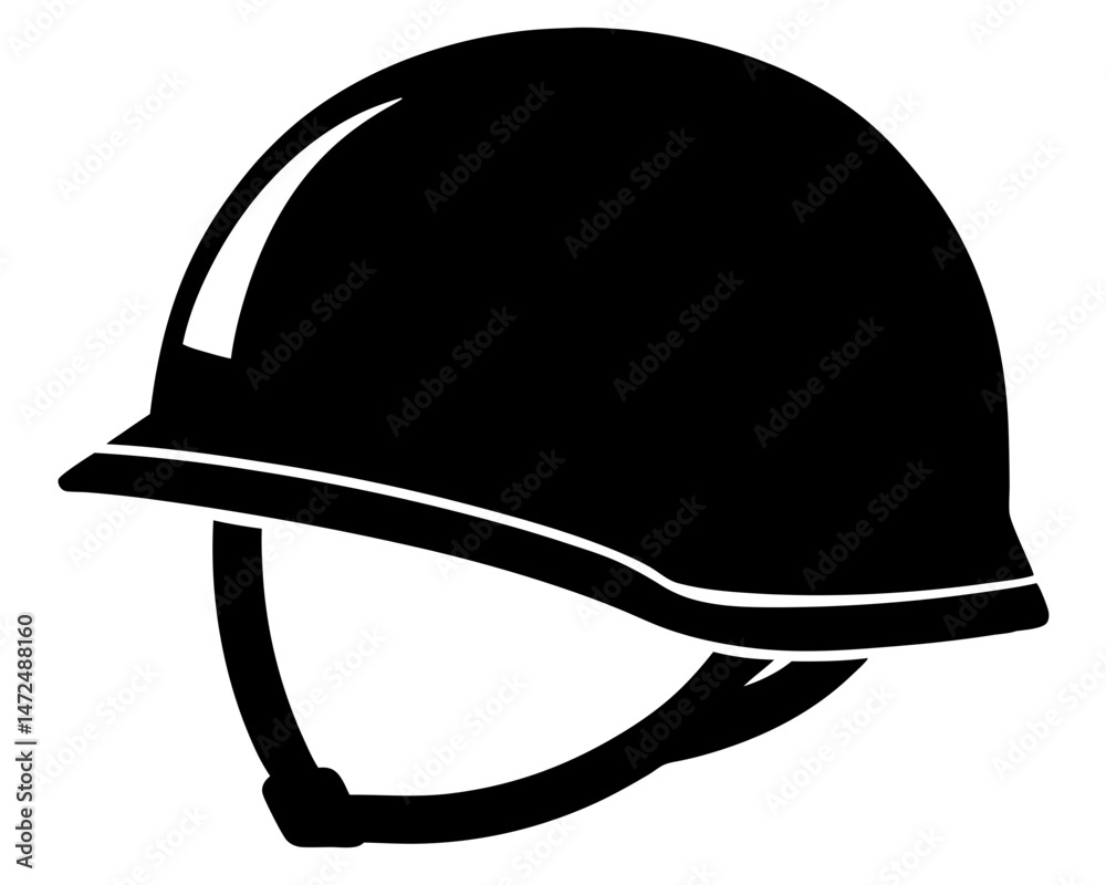 Fototapeta premium Military Helmet Icon Black Silhouette Graphic Design, Military Helmet Silhouette Vector