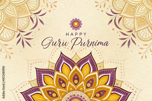Happy Guru Purnima Mandala Design Festive Greeting Card