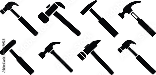 Hammer vector. Hammer construction repair icon. Assorted hammer symbol for smith, blacksmith, metalwork, repair, carpenter, carpentry, and builder. Vector illustration