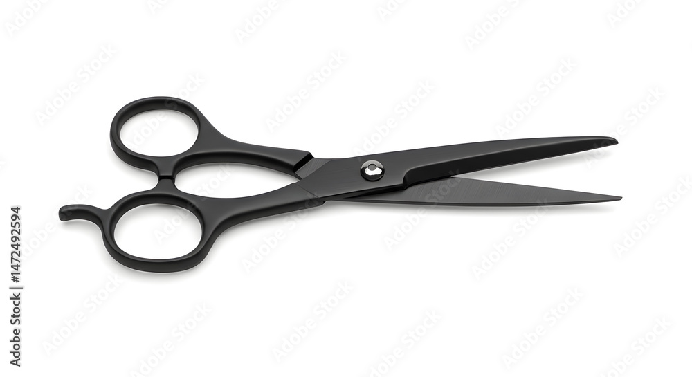 Matte Black Scissors: Precision Cutting Tool on White Matte Black Scissors: Precision Cutting Tool on White