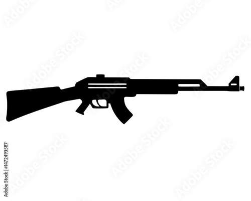 Shotgun Vector Illustration Featuring Realistic Design, Rifle Silhouette Vector