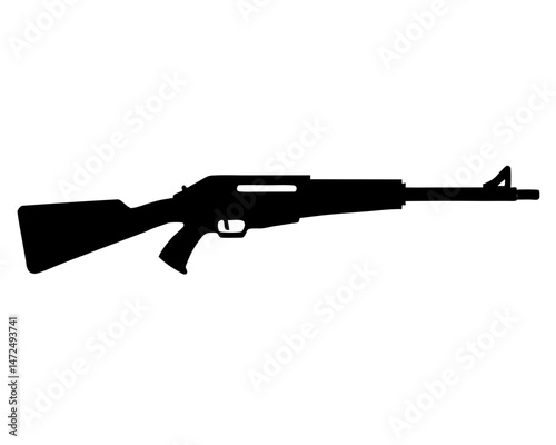 Shotgun Vector Illustration Featuring Realistic Design, Rifle Silhouette Vector
