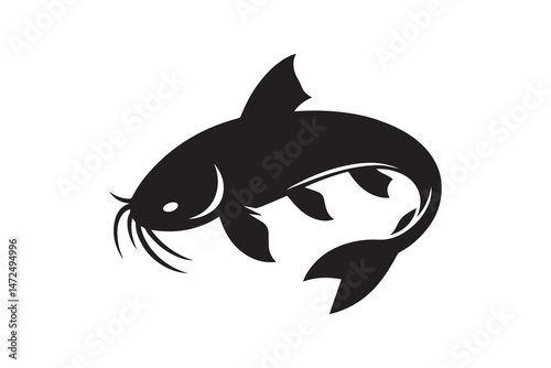 simple and unobtrusive catfish vector silhouette illustration isolated in white background