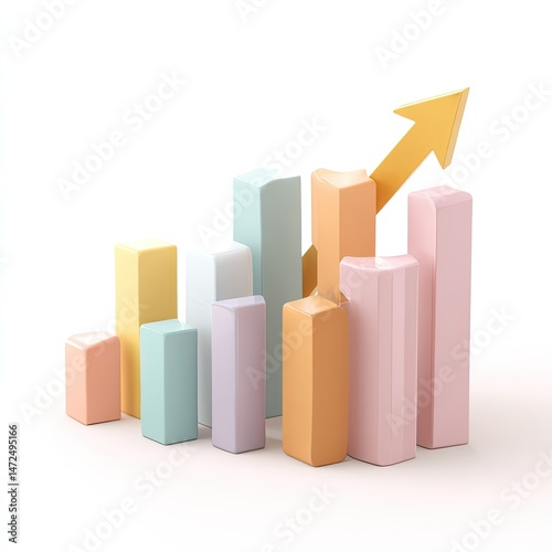 Analyzing business growth trends with colorful bar graphs in a modern office environment