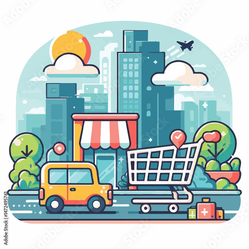 trolley, retail, market, supermarket, sale, business, store, shop, purchase, cart, commerce, buy, basket, background, isolated, food, object, customer, shopping, illustration, grocery, metal, vector, 