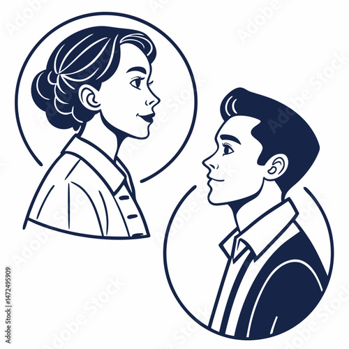 Profiles of a male and female in professional attire, symbolizing collaboration and teamwork