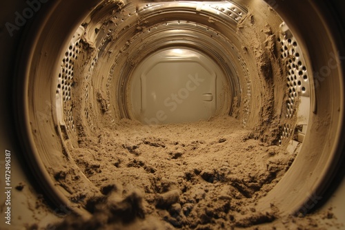 Cleaning out a dryer vent removing dust and debris from a dryer home how-to guide indoor close-up maintenance