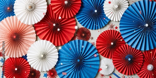 Red White Blue Paper Fan Celebration Design