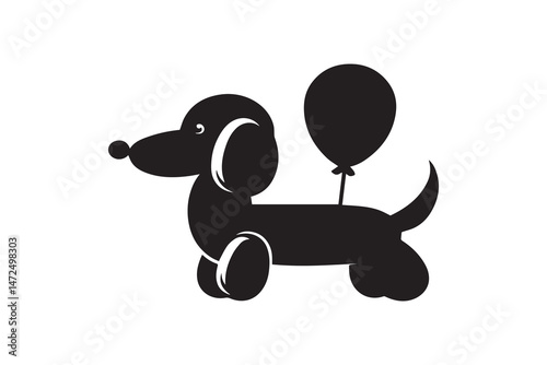 simple and unobtrusive Balloon dachshund vector silhouette illustration isolated in white background