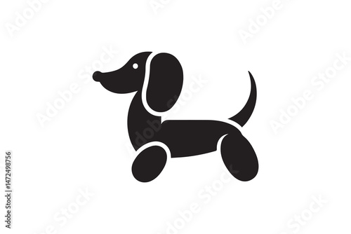 simple and unobtrusive Balloon dachshund vector silhouette illustration isolated in white background