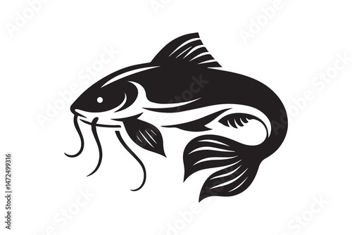simple and unobtrusive catfish vector silhouette illustration isolated in white background