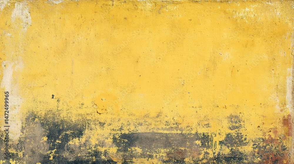 Obraz premium Weathered Yellow Paint Texture with Grunge Edges and Details