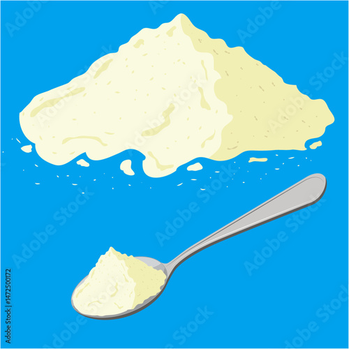 powder milk and spoon vector drawing.