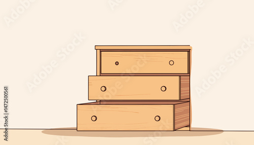 Modern wooden drawers illustration, sleek design concept