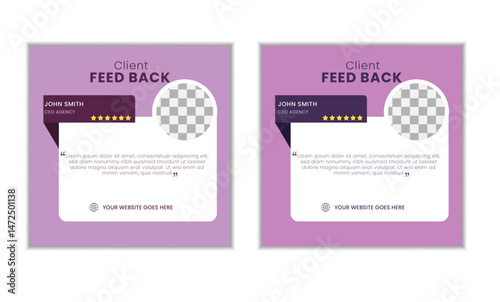 Customer feedback Modern creative Client testimonial social media post design, template vector, with star ratings for client satisfaction

