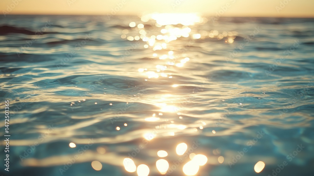 Shimmering Water Surface at Sunset with Golden Reflections and Calmness Shimmering Water Surface at Sunset with Golden Reflections and Calmness