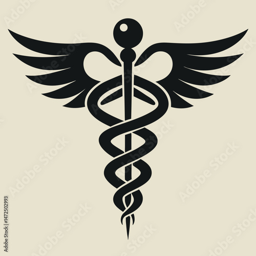 Medical caduceus symbol elegant vector icon for healthcare and wellness