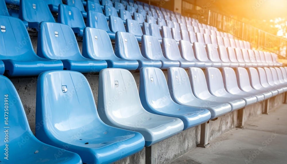 Fototapeta premium plastic stadium seats under soft diffused daylight atmosphere