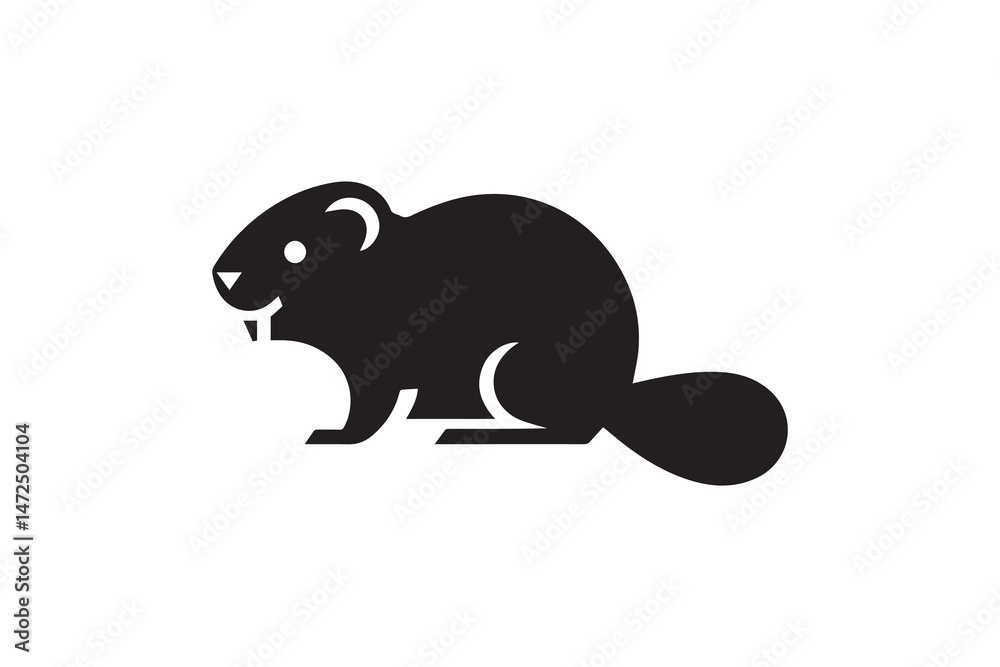 Fototapeta premium simple and unobtrusive Beaver vector silhouette illustration isolated in white background