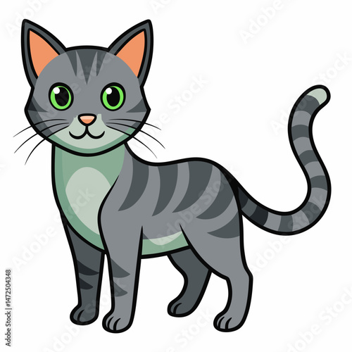 Simple Cat Vector on White Background