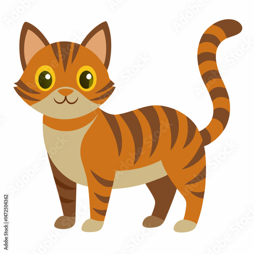 Simple Cat Vector on White Background