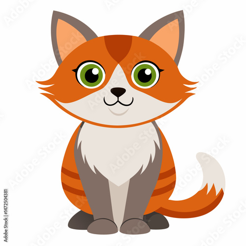 Simple Cat Vector on White Background
