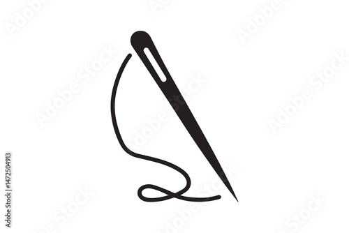 simple and unobtrusive Needle and thread vector silhouette illustration isolated in white background